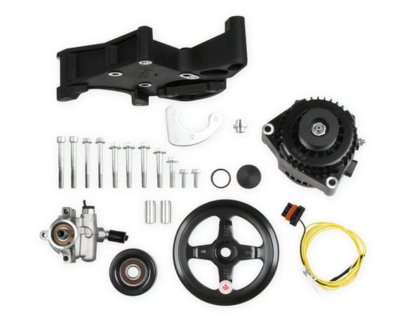 Holley- 20-143BK LS/LT High-Mount Alternator & Power Steering Pump Accessory Drive Kit/Drivers Side Bracket Black