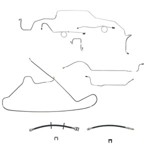 BLH117OM - 68-70 Mopar B-Body, Drum Brakes, Right Front to Fender then Rises 4.5'' Above Bell housing then routes OVER Frame Rail, 8 3/4 Axle; Complete Brake Line and Hose Kit; Steel - SSTubes