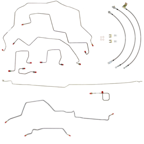 BLH75- 98-01 Ram 2500/3500 4wd, Dana 80, Rear Drum, RWABS, Reg Cab/Long Bed, non-Dually; Complete Brake Line & Hose Kit; Stainless - SSTubes