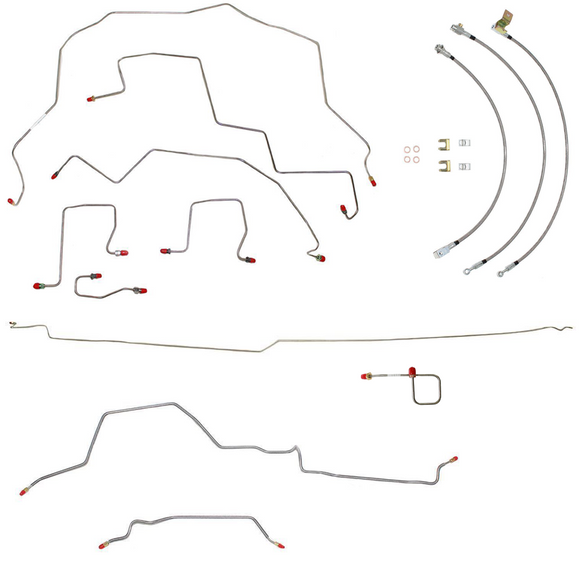 BLH82- 98-01 Ram 2500 4wd, Automatic Trans, Rear Drum, RWABS, Ext Cab/Long Bed, non-Dually; Complete Brake Line & Hose Kit; Stainless - SSTubes