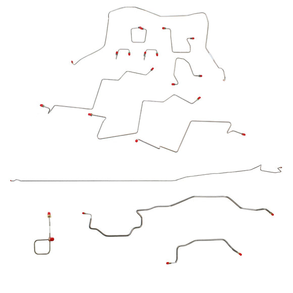 CBK0052SS - 98-01 Dodge Ram 3500 4wd, AWABS, Reg Cab/Long Bed, Drum, Dually; Complete Brake Line Kit; Stainless - SSTubes