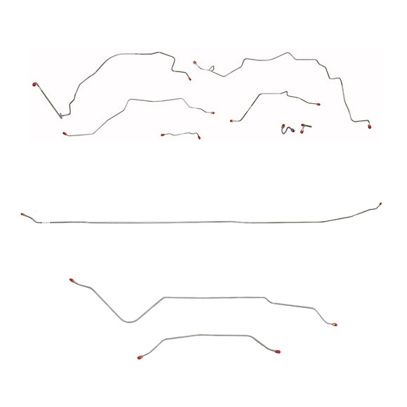 CBK0330SS- 1967-70 Chevy C10 / GM C1500 Truck, 2WD, Power Brakes, M/C Lines Run inboard of Frame, Long Bed w/ Coil Springs, 6-lug Axle w/ Coil Springs; Stainless - SSTubes