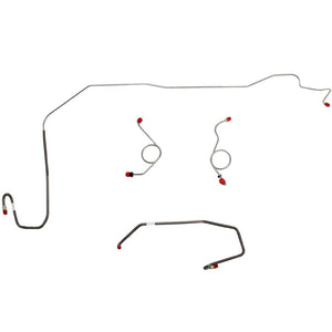 EKT7203OM- 72-73 Mopar E-Body, Power Disc, Right Front Line Routed UNDER Frame Rail on Passenger Side; 4pc Front Brake Line Set; Steel - SSTubes