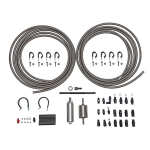 FL526-7 - EFI Fuel System Plumbing Kit; Braided Stainless - SSTubes