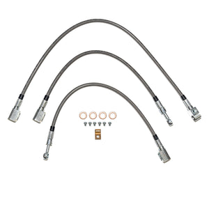 HSK0049SS - 97-06 Wrangler TJ non-ABS w/ Rear Drum; Complete Brake Hose Kit; Stainless - SSTubes