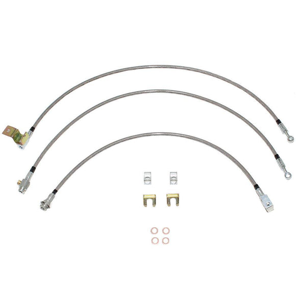 HSK0050SS - 97-01 Dodge Ram 4wd w/ Rear Drum; Complete Brake Hose Kit, 3pcs; Braided Stainless - SSTubes