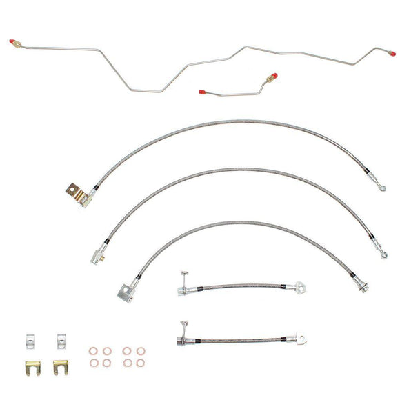 HSK0052SS- 01-02 Dodge Ram 2500/3500 4wd w/ Rear Disc and Manual Trans; Complete Brake Hose Kit, 5pcs; Braided Stainless - SSTubes