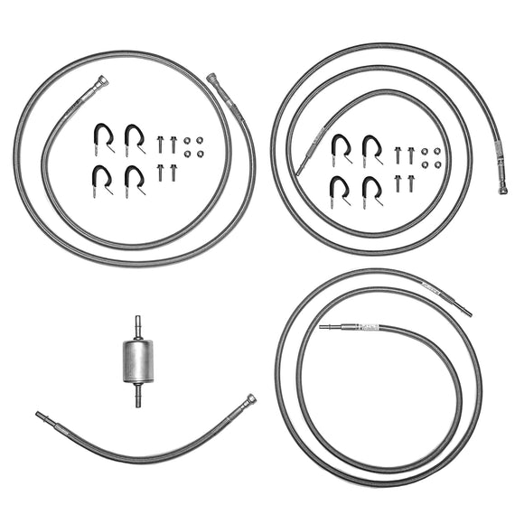 QFF0012SS- 99-03 GM 1500 Truck Ext Cab V8, Quick Fix Fuel Line Kit; Braided Stainless - SSTubes