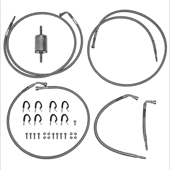 QFF0013SS- 04-06 GM 1500 Full Size SUV with Flex Fuel and with a Fuel Filter, Quick Fix Fuel Line Kit: Braided Stainless - SSTubes