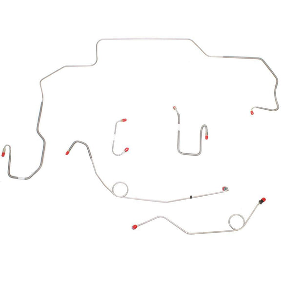 RKT6802OM- 68-70 Mopar B-Body, Hemi, Power Disc, Left Ported M/C, Right-Front Routes UNDER Frame; 3 Valves, Front 5 Line Kit w/ 2pc F-R, Front Brake Line Kit; Steel - SSTubes