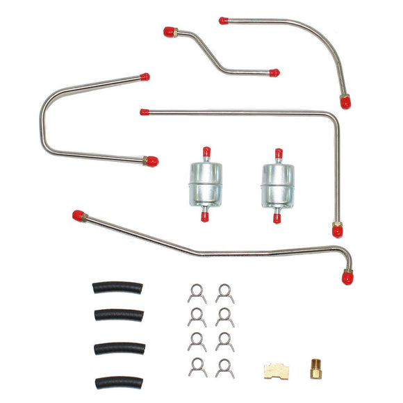 RPC6203OM- 62-63 Mopar B-Body 413/426CID Wedge, w/ Edelbrock Dual 4BBL Carbs, X-Ram, Pump to Carbs Fuel Line Set; Steel - SSTubes