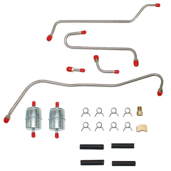 RPC6407SS- 64 Mopar B-Body 413/426CID Max Wedge w/ Dual Edelbrock 4BBL Pump to Carb Fuel Lines; Stainless - SSTubes