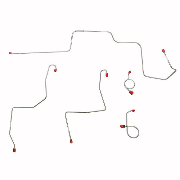 ZKT6702OM- 67 Ford Mustang/ Mercury Cougar, Standard Drum Brakes, Front 5pc Brake Line Set, Built After 2/1/67, Routes Under Steering Column; Steel - SSTubes