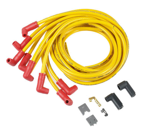 ACCEL- 10841 SPARK PLUG WIRE SET - 300+ FERRO-SPIRAL - UNIVERSAL FIT - 90 DEGREE BOOTS - 10.8MM - YELLOW
